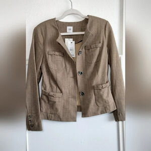 Cabi Herringbone Fleck 3170 Penny Brown Blazer Women's XS Knit Stretch New